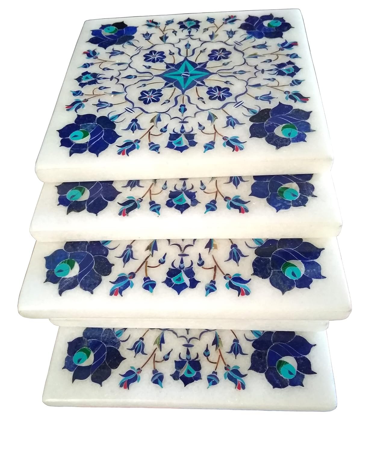 ArtEra Marble Handcrafted Inlay Blocks for Wooden Table (Lapis Lazuli Work)