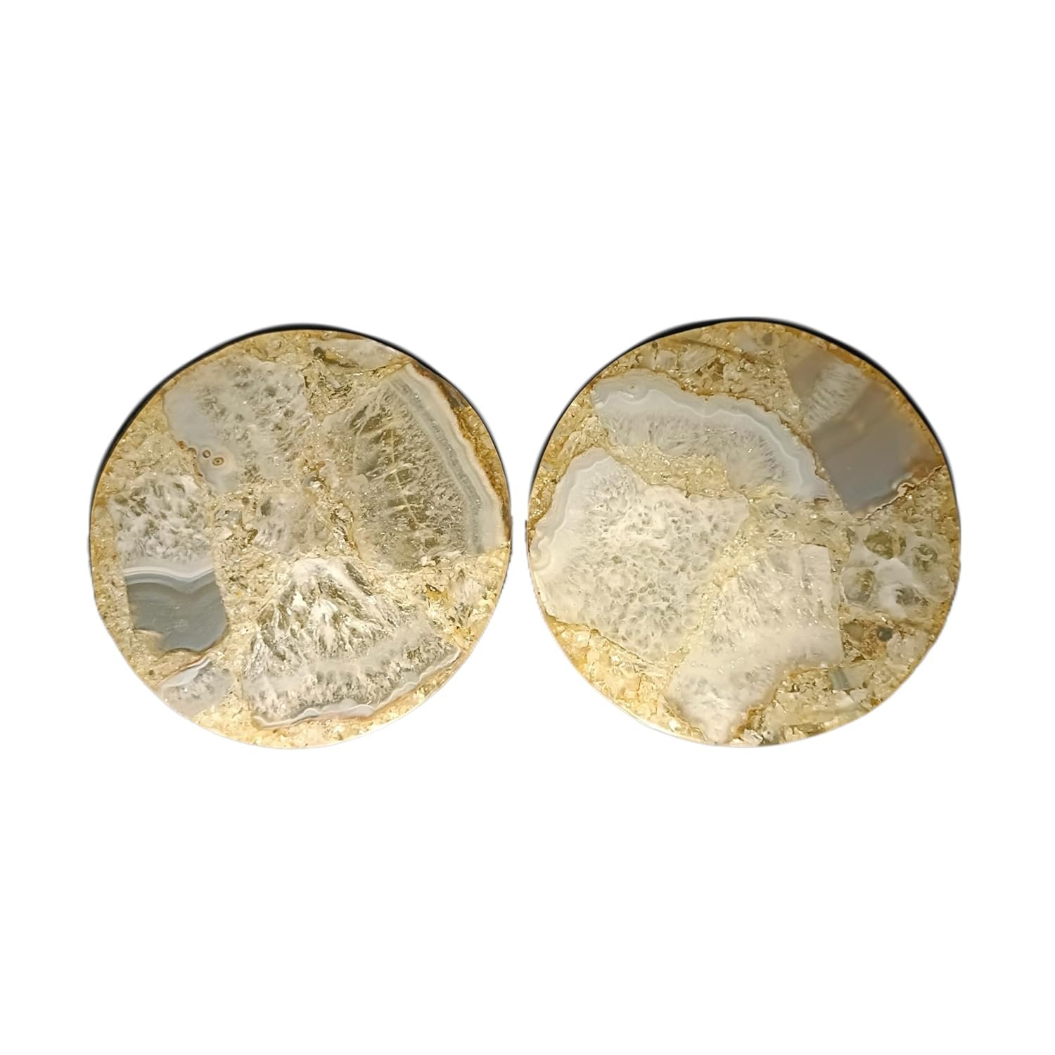 ArtEra Beautiful Decorative Agate Stone Coasters for Tea Cups, Coffee Mugs and Glasses | 4 inches Home Decor Agate Coasters (Mustard)