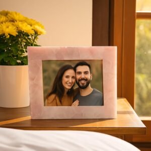 ArtEra Beautiful Decorative Agate Photo frame for Room and Home Decor | 9 inches Home Decor Agate Stone Photo Frame (Size - 9 X 7 X 0.5 inches, Color - Pink)